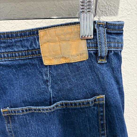 Anthropologie Seventy+Mochi Frankie High-Rise Wide-Leg Cargo Jeans 29 Embroidery - Picture 6 of 9